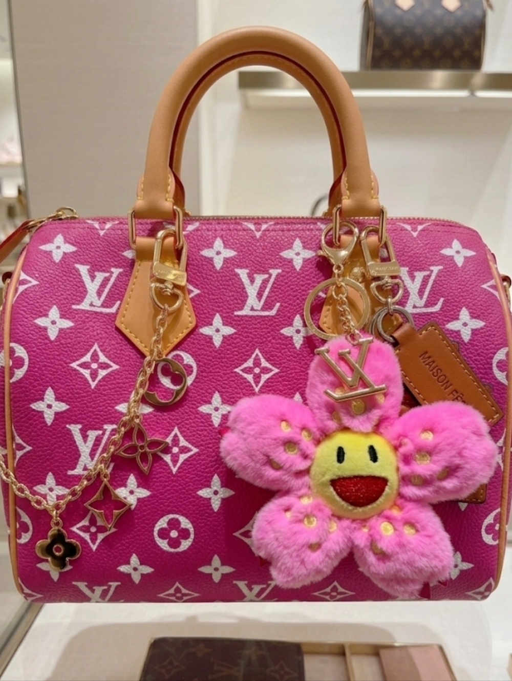 🩷 Pink Monogram Flower Bag or Purse Keychain Charm